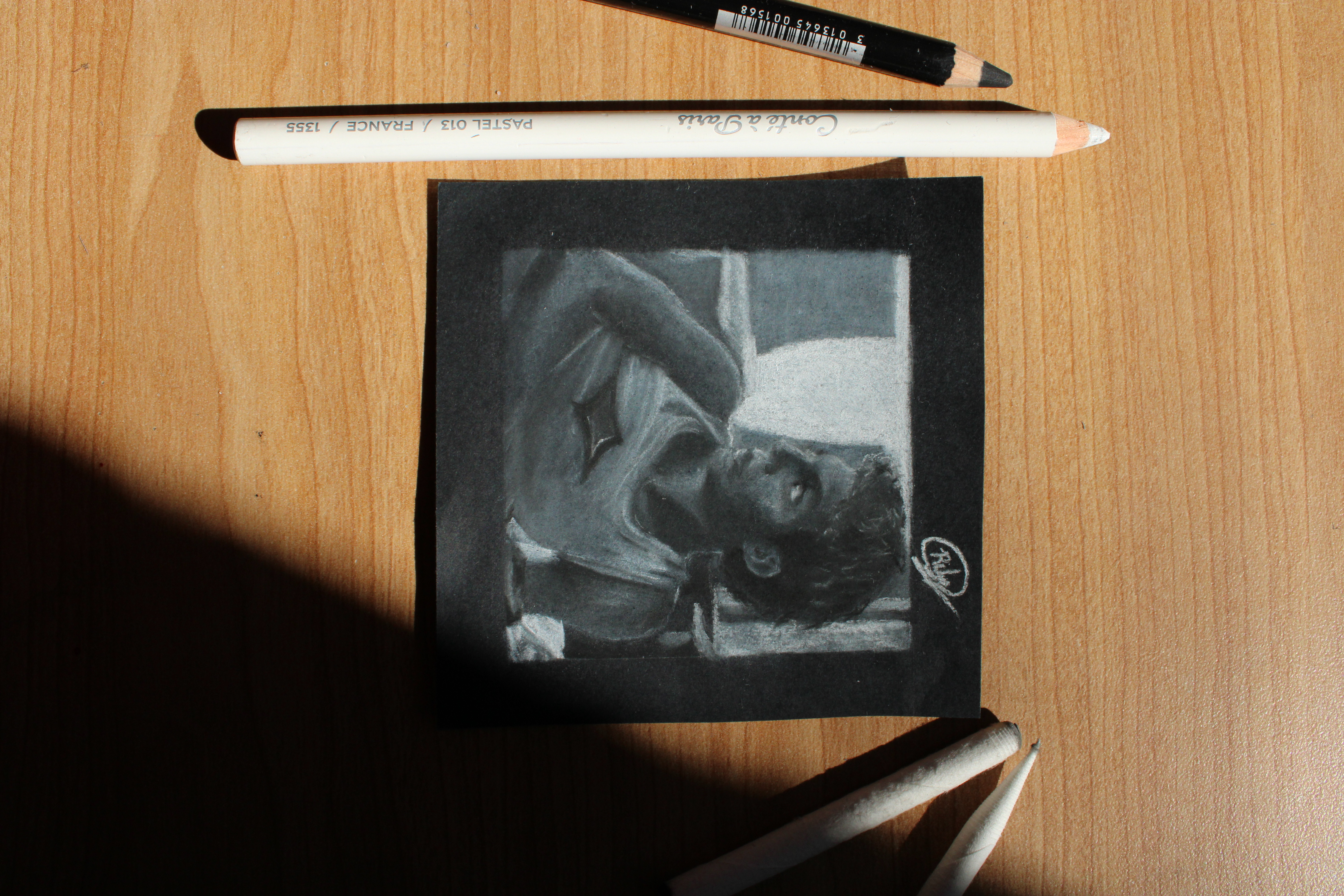 Charcoal portrait of Troye